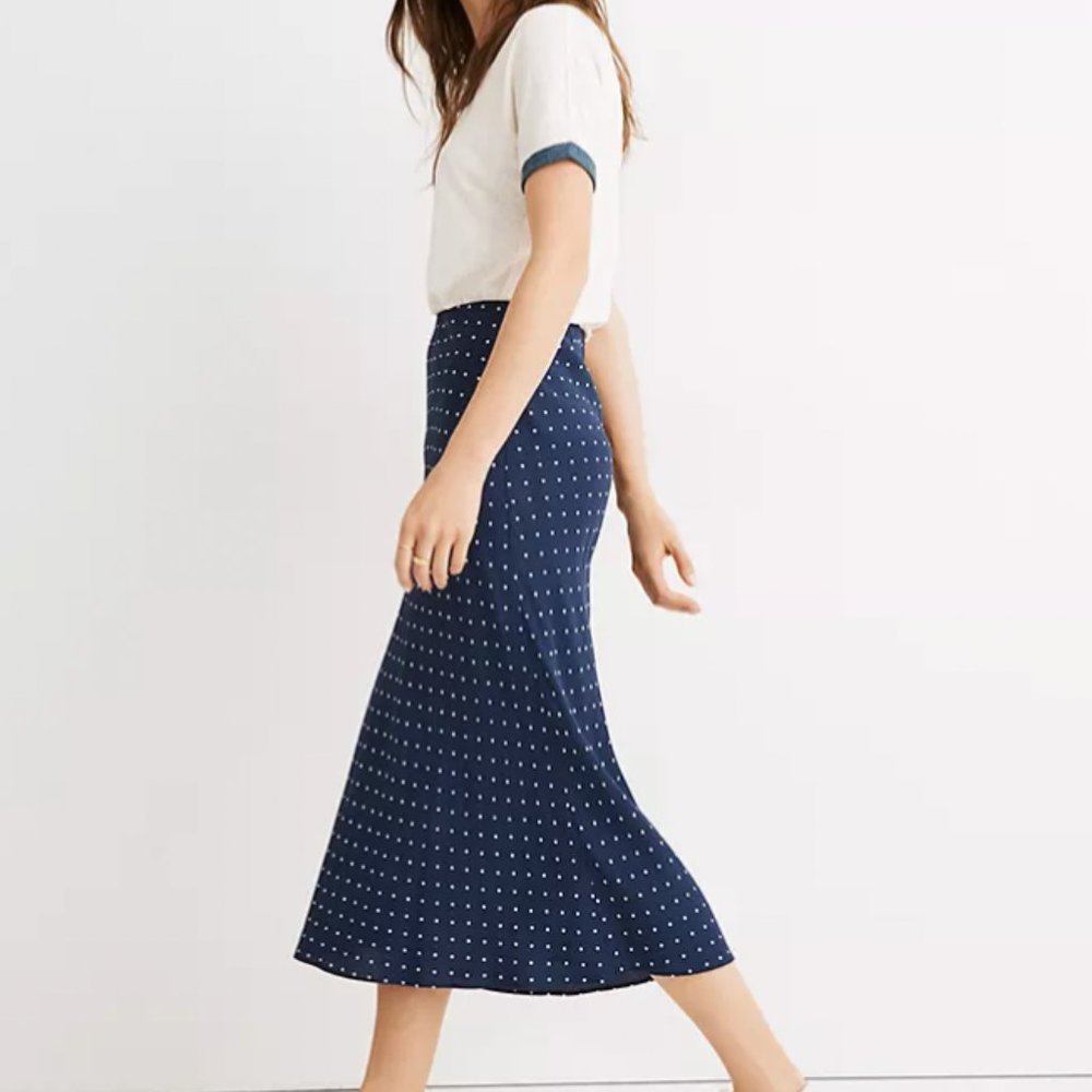 Madewell Midi Slip Skirt in Polka Dot